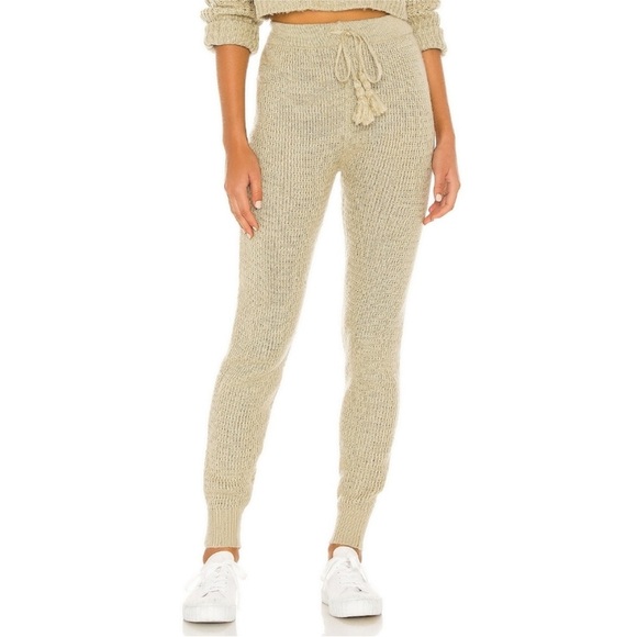 NWT Flook The Label Mohair Wool Tapered Knit Jogger Pants Tassle Medium